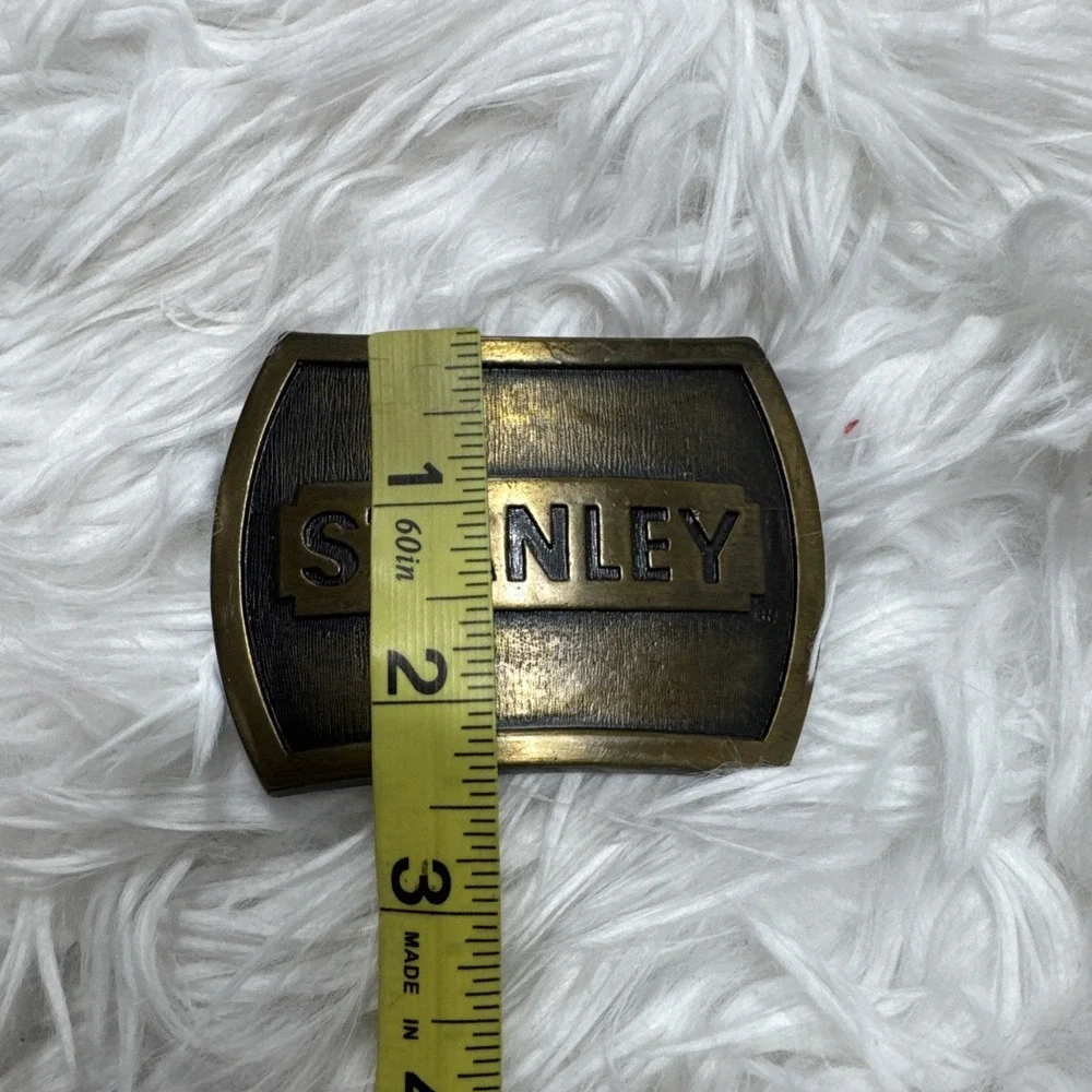 Vintage 1978 Stanley Works Tool Advertising Brass Belt Buckle MADE IN USA‎ Rare